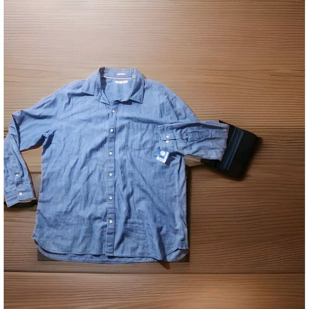 Hawker Rye Shirt Woen's Chambray Denim Button Down Long Sleeve Slim Size 2XL